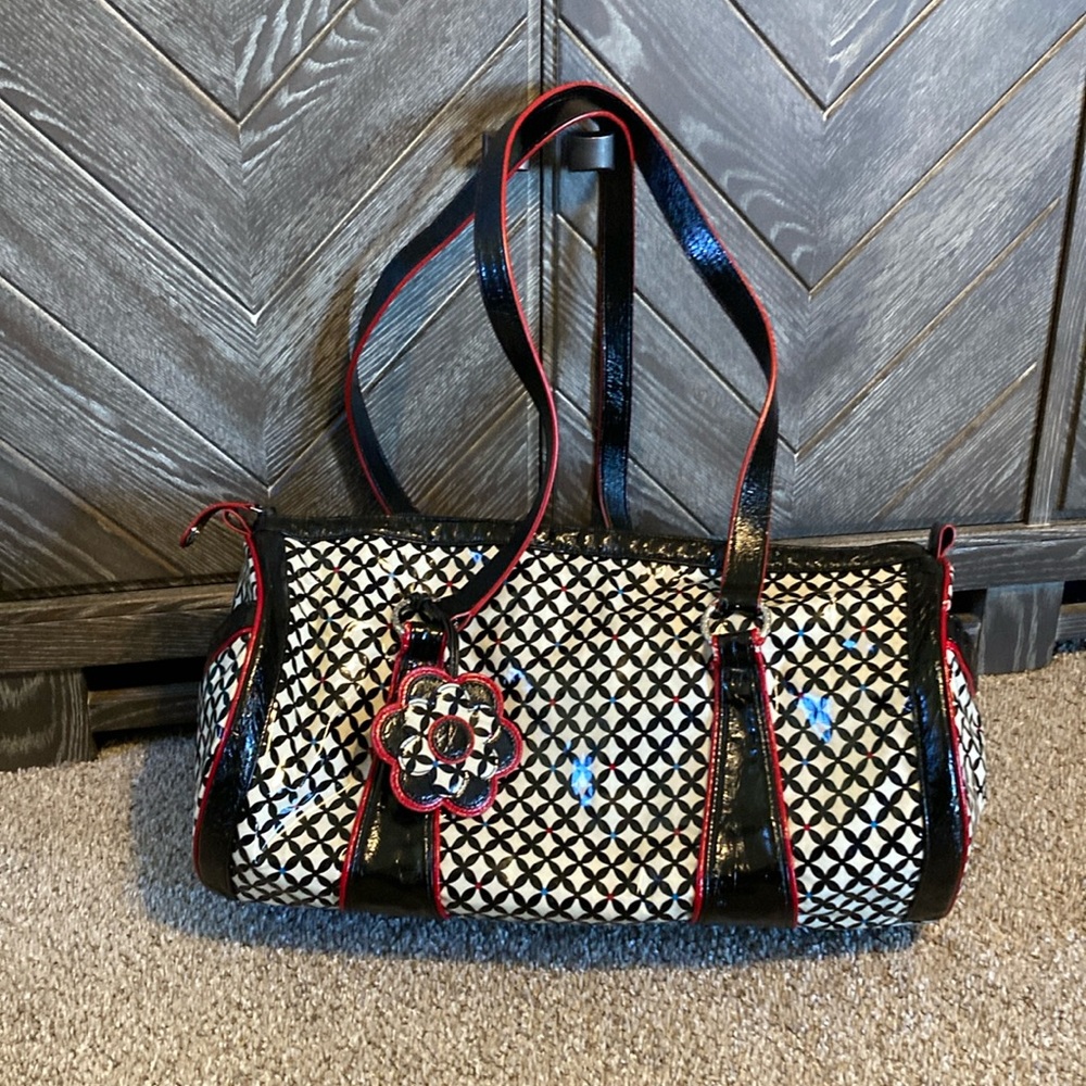 Vera Bradley vinyl frill line Barcelona roll duffel bag